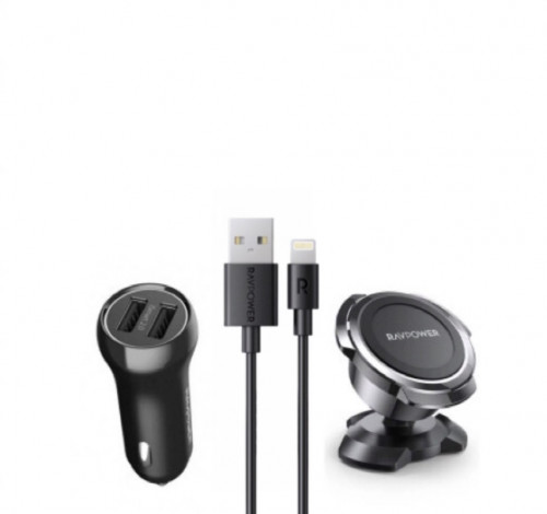 شاحن لسيارة منفذين معا وصله شاحن راف بور وقاعدة تث...