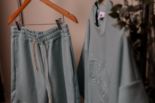 طقم رجالي اوفر سايز خامة طبية تركوازي