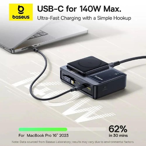 بيسوس منصة شحن مكتبي 5 في 1 – اسود