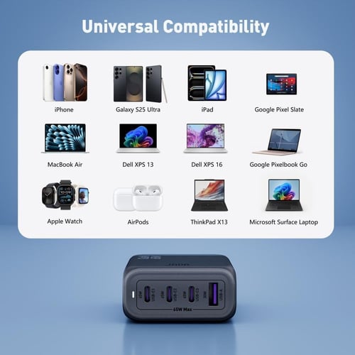 جودا منصة شحن فولتيكس بقوة 65 واط بثلاث منافذ تايب...