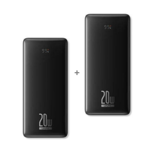 بيسوس بطاريتين متنقلة LifePO4 بقوة 18400 الف 20 وا...