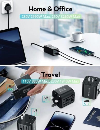 راف باور منصة شحن بـ 3 منافذ ومنفذ طاقة بقوة 75 وا...