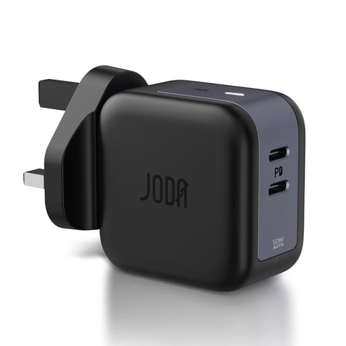 جودا شاحن جداري بقوة 50 واط بمنفذين تايب سي - اسود