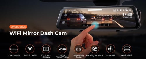 LINGDU داش كام LD2K كاميرا مرآة أمامية وخلفية 2.5K...