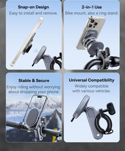 بيسوس ستاند جوال برايم للدراجة مع مسكة - اسود