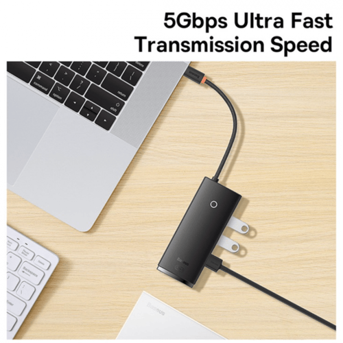 بيسوس وصلة Lite Type-C تحتوي على 5 منافذ - اسود