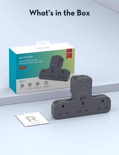 راف باور شاحن جداري بقوة 45 واط منفذين تايب سي وثل...