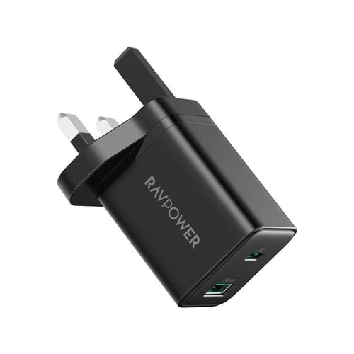 راف باور شاحن جداري 30 واط بمنفذ تايب سي ومنفذ يو...