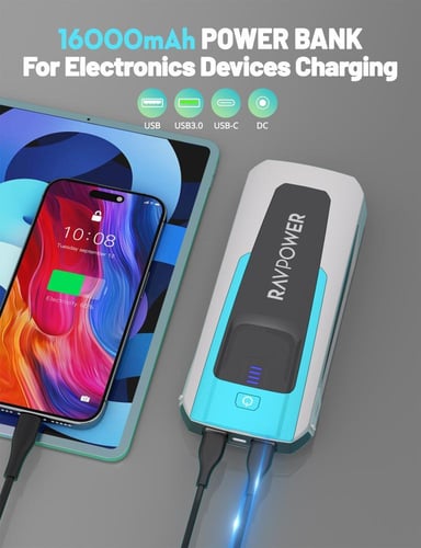 راف باور مشغل سيارة وبطارية بسعة 16000 ملي امبير ب...