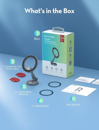 راف باور استاند جوال ماج سيف للسيارة - اسود