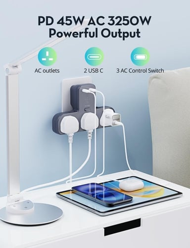 راف باور شاحن جداري بقوة 45 واط منفذين تايب سي وثل...