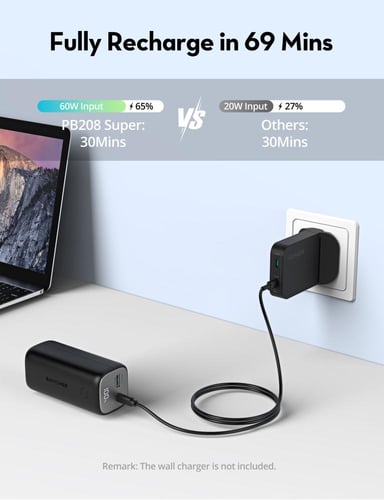 راف باور بطارية بسعة 10000 ملي امبير بقوة 30 واط ب...