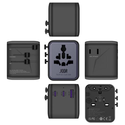 جودا فيش سفر متعدد المداخل بقوة 20 واط - اسود