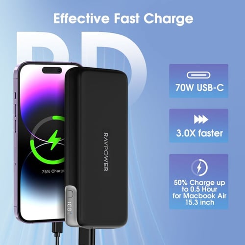 راف باور بطارية متنقلة بقوة 70 واط بسعة 20000 ملي...