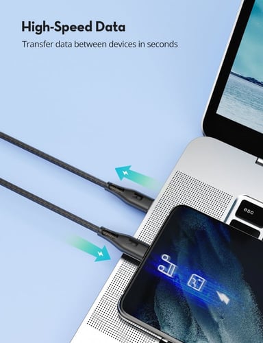 راف باور كيبل شحن سريع بقوة 60 واط تايب سي تو تايب...