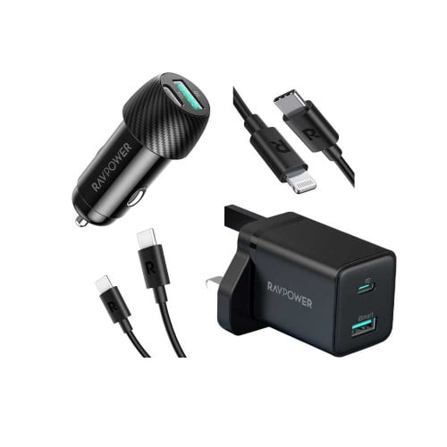 راف باور بكج شاحن سياره بايونير 49 واط بمنفذين + ش...