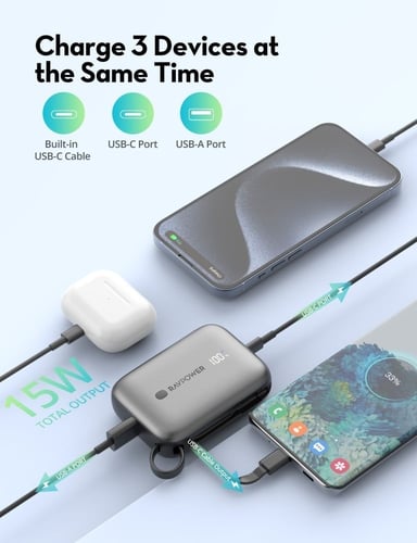 راف باور بطارية متنقلة بسعة 10000 ملي أمبير بقوة 2...