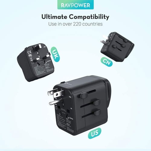 راف باور بكج السفر فيش 20 واط مع 3 كيابل - اسود