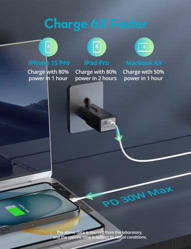 راف باور فيش سفر نانو بقوة 30 واط بمنفذ تايب سي -...