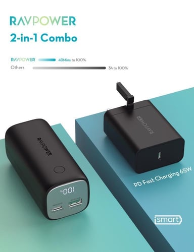 راف باور بكج بطارية 10 الاف و فيش جداري تايب سي 65...