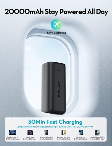 راف باور بطارية متنقلة 20000 الف بقوة 100 واط