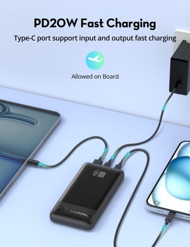 راف باور بطارية متنقلة بسعة 10000 ملي امبير بقوة 2...