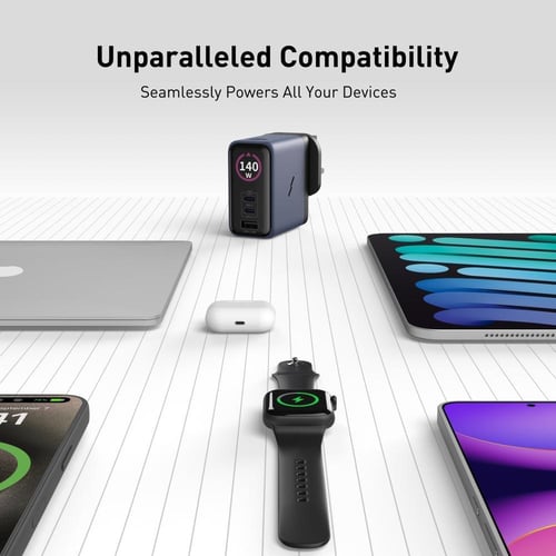 جودا شاحن جداري بقوة 140 واط بمنفذين تايب سي ومنفذ...