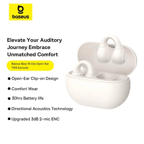 بيسوس Clip 15 سماعة مفتوحة الاذن لاسلكية - ابيض