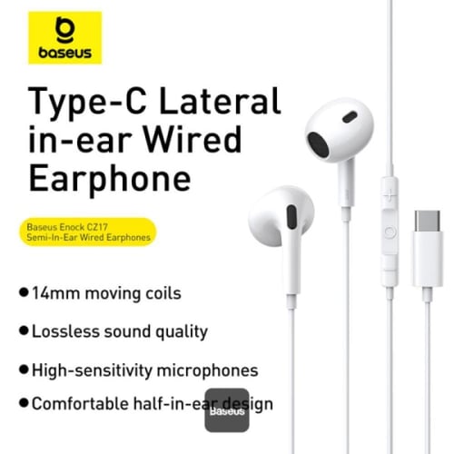 بيسوس سماعة اذن سلكية إنكوك تايب سي - ابيض