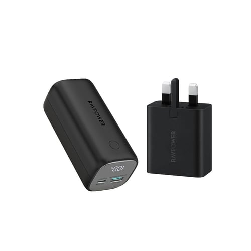 راف باور بكج بطارية 10 الاف و فيش جداري تايب سي 65...