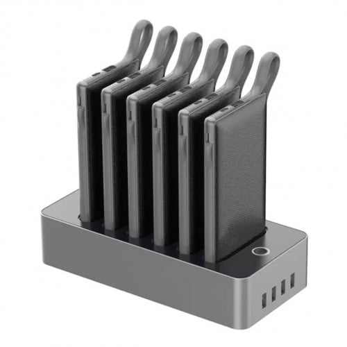 قاعدة شواحن متنقله مع 6 شواحن اسود