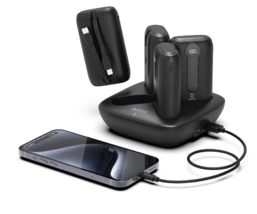 محطة شحن 4 بطاريات متنقلة باسلاك مدمجة