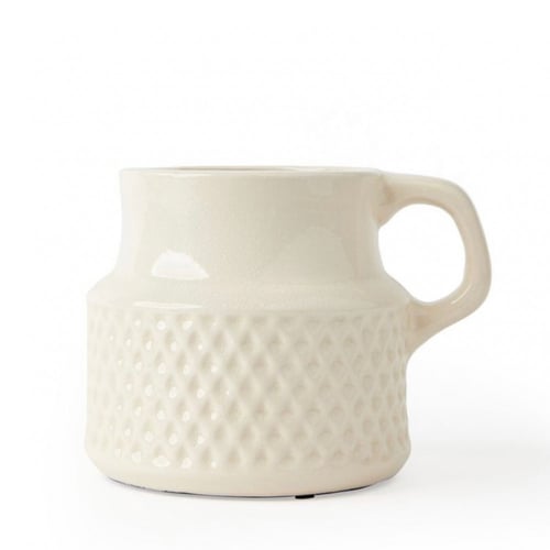 اصيص نباتات من السيراميك- عاجي