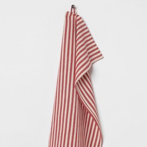 منشفة شاي من مزيج الكتان احمر - ابيض