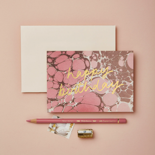 Pink Marble 'Happy Birthday'