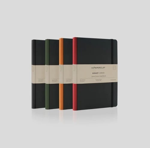 NOTEBOOK, Hand Drawn Black Hard Cover, Colour Spin...