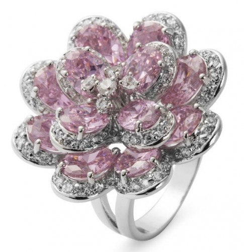 خاتم نسائي مطلي بالفضة ومزين بالزركون الكوبي مقاس...