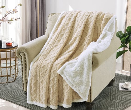 بطانية فرو ناعم جاكار وجهين - نفرين