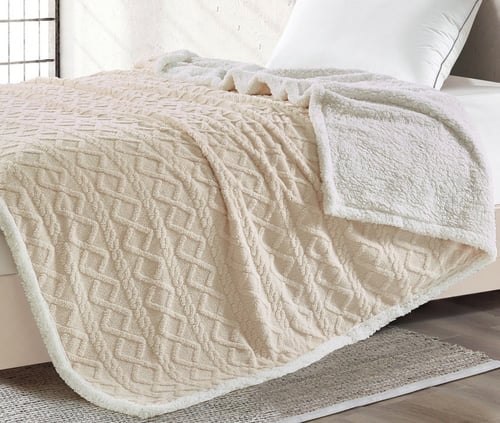 بطانية فرو ناعم جاكار وجهين - نفرين