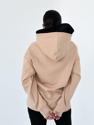 هودي دبل كاب بيج | Beige Double Cap Hoodie