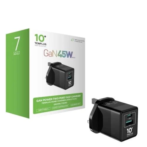 تن بلس شاحن منزلي GaN 45W منفذين