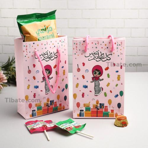 أكياس العيد - طقم 12 قطعة ورقية بتصاميم بناتي مبهج...