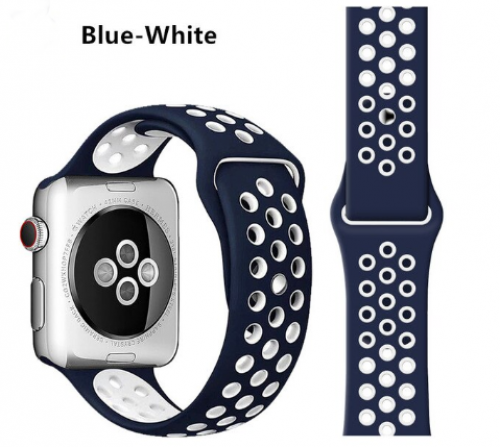 سوار رياضي ازرق ابيض ساعة ابل Blue White Sport Ban...