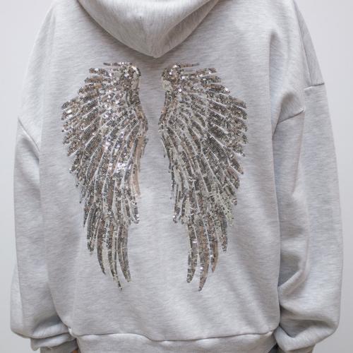 Wings sequin hoode هودي رصاصي