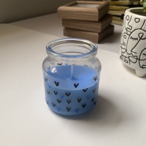 شمعة قلوب ازرق