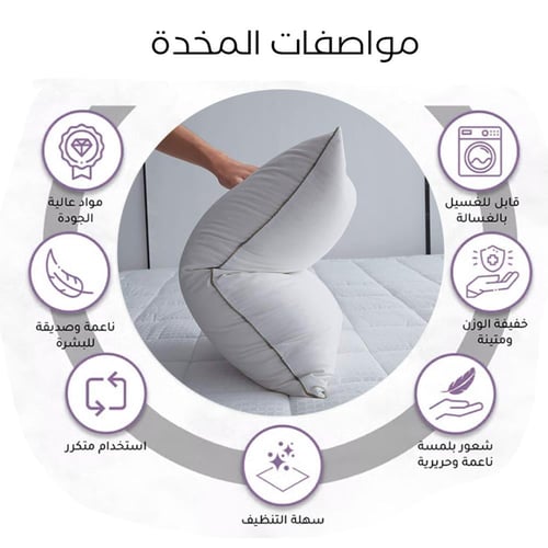 طقم مفرش قطني 100% | 7 قطع - مقلم مقاس مزدوج لون ا...