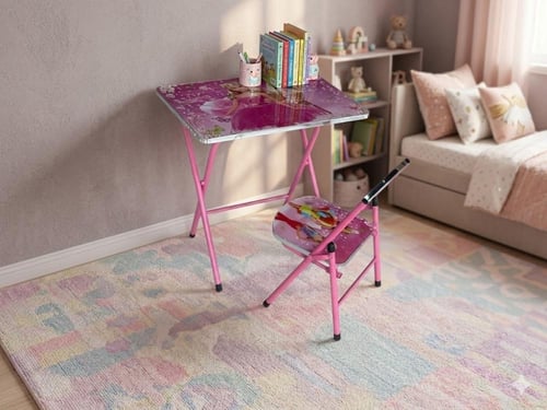 طاولة أطفال مدرسية قابلة للطي مع كرسي تعليمي برسوم...