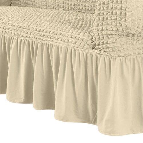 تلبيسة كنب زاوية سادة قابلة للتمدد بنمط بارز وتفاص...