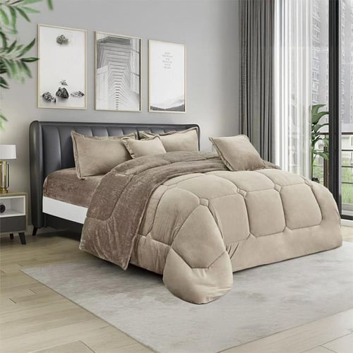 طقم لحاف شتوي نفر ونص فرو مخمل ناعم | موديل cmpb-0...