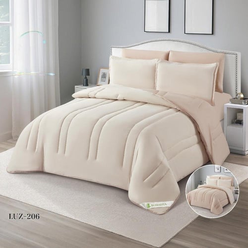 طقم مفرش فندقي لوزي وجهين سادة | 6 قطع – نفرين – م...